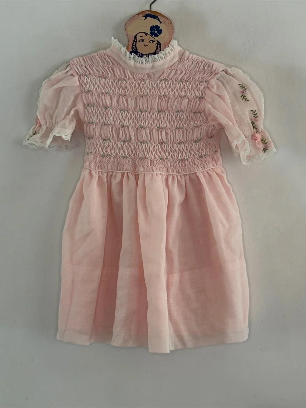 Polly Flinders Vintage pink hand-smocked embroidered dress Size 5